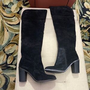 Franco Sarto Suede Over the Knee Boots - Black